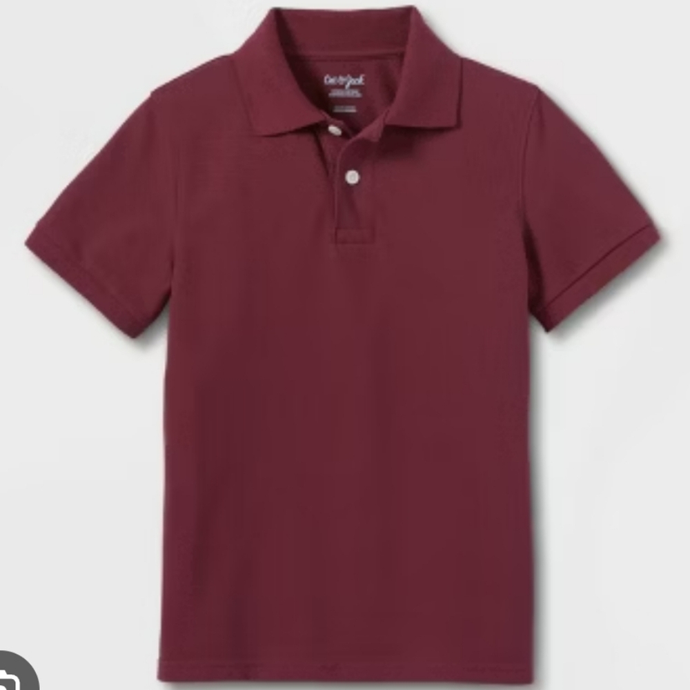 Cat & Jack Maroon Polo Shirt Short Sleeve Piqué - NWT